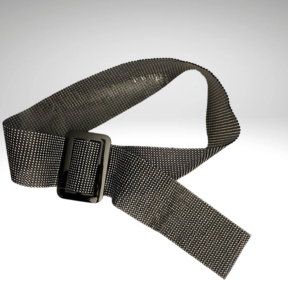 Black Rhinestone Belt With Rectangular Buckle - image 1